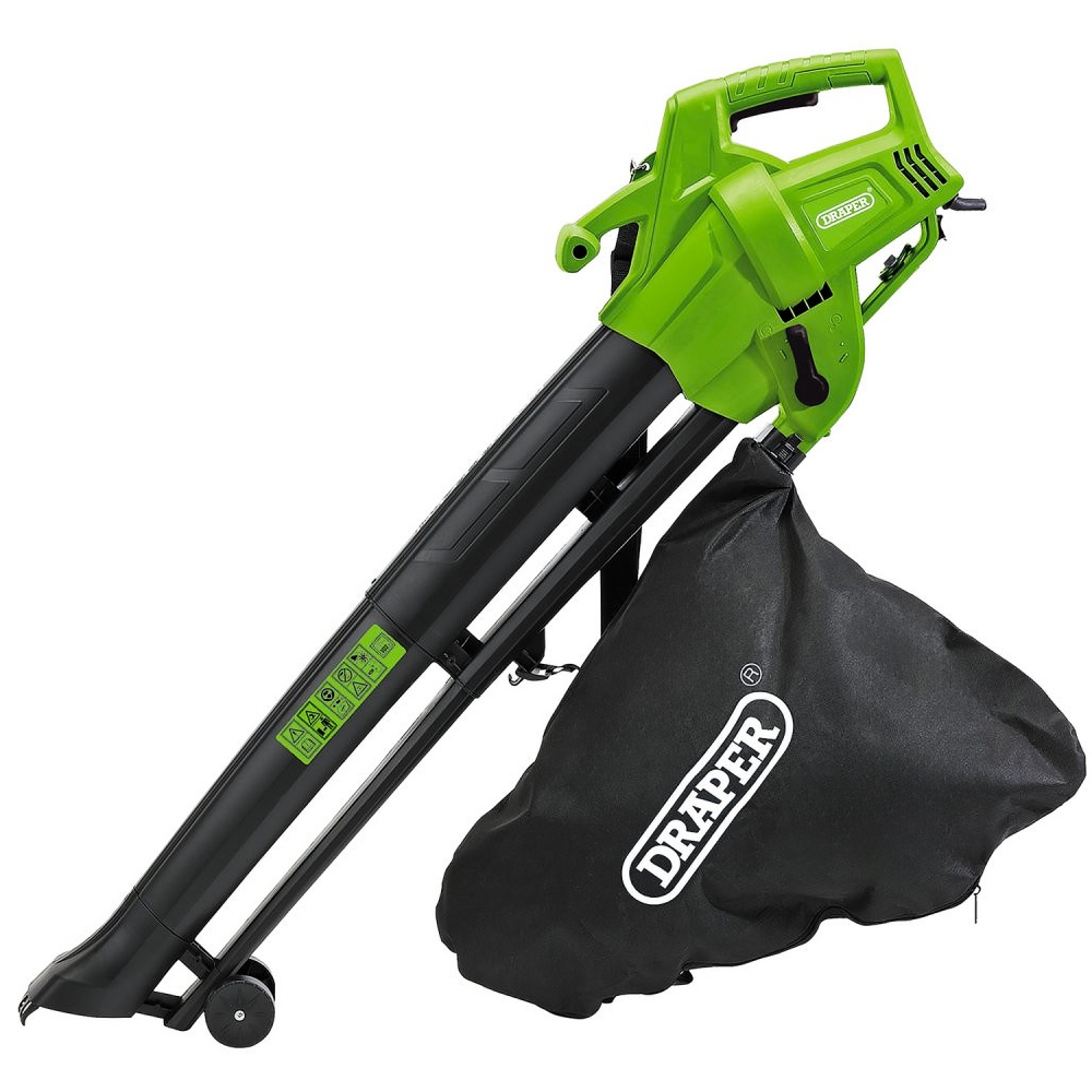 Soplador aspirador triturador de hojas Draper 3000W con bolsa de 35L y tubo con ruedas de apoyo