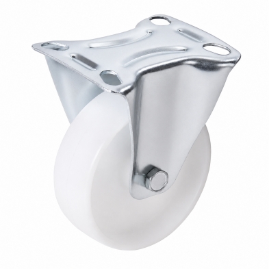 Rueda fija de polipropileno 125 mm Fixman con soporte metálico y placa de montaje de acero