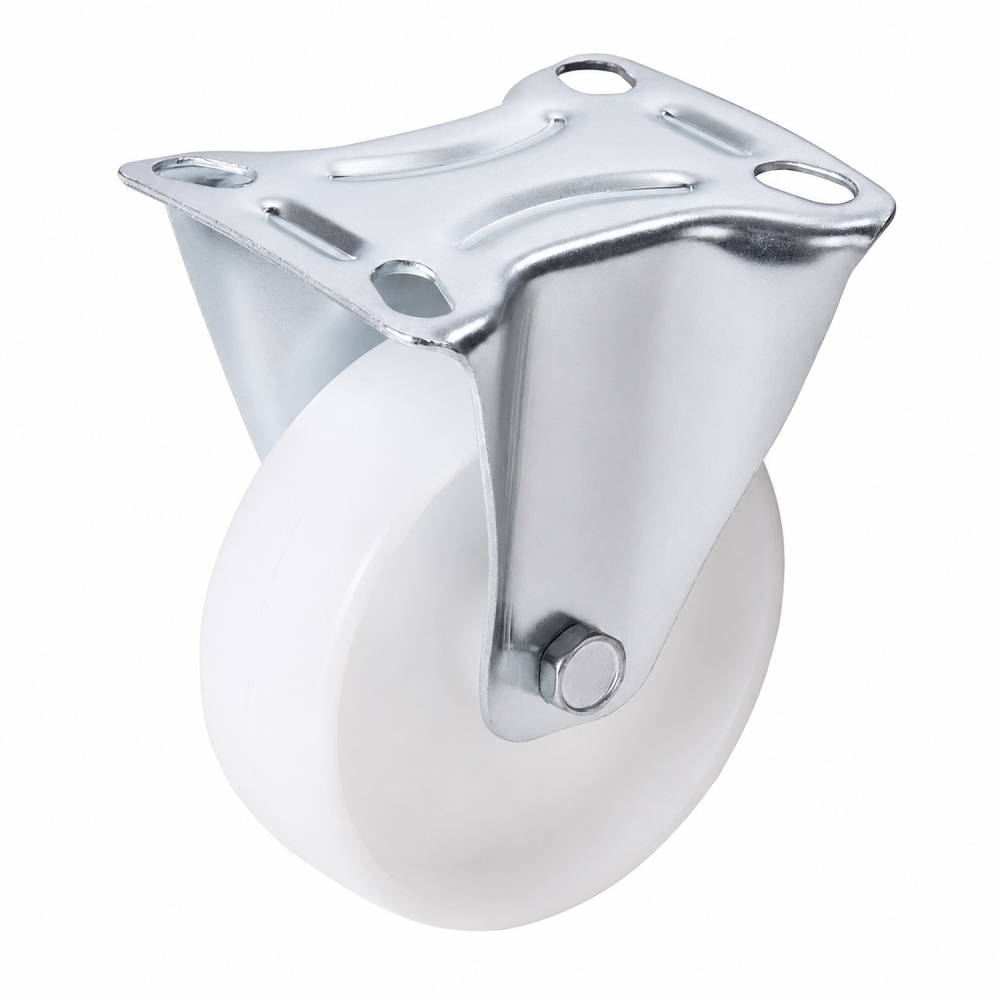Rueda fija de polipropileno 125 mm Fixman con soporte metálico y placa de montaje de acero
