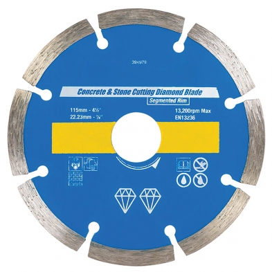 Disco diamantado para hormigón 115 mm con borde segmentado y agujero 22,23 mm para amoladora