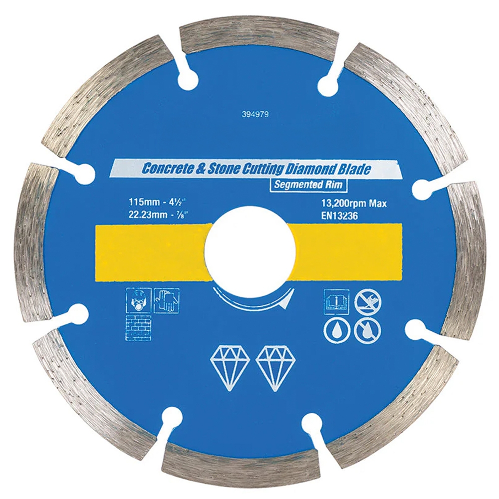 Disco diamantado para hormigón 115 mm con borde segmentado y agujero 22,23 mm para amoladora