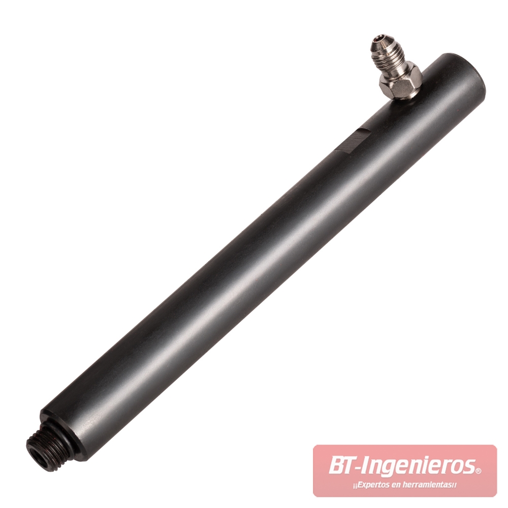 Adaptador cilíndrico negro con conexión roscada para el kit de prueba del circuito de frenos