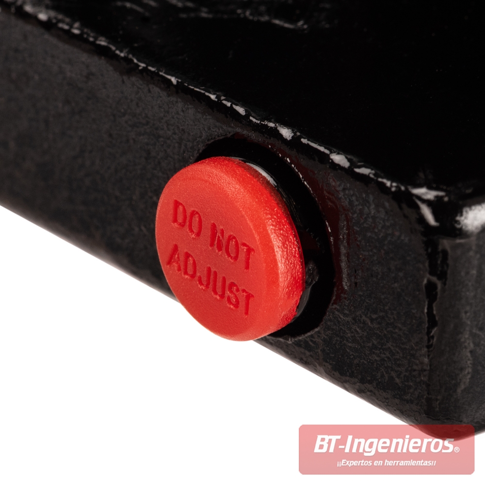 Válvula de seguridad sellada con advertencia de no ajuste en el gato de botella RockForce T90204