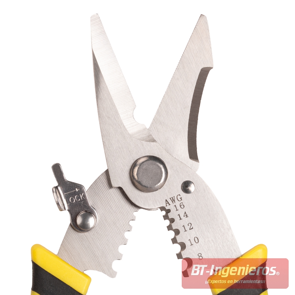 Alicate cortacables abierto con cuchilla adicional y alojamientos AWG
