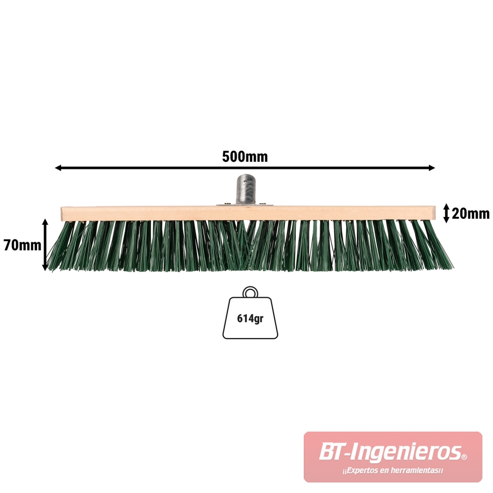 Cepillo de barrer 50 cm con medidas de 500 mm, cerdas de 70 mm y peso de 614 g