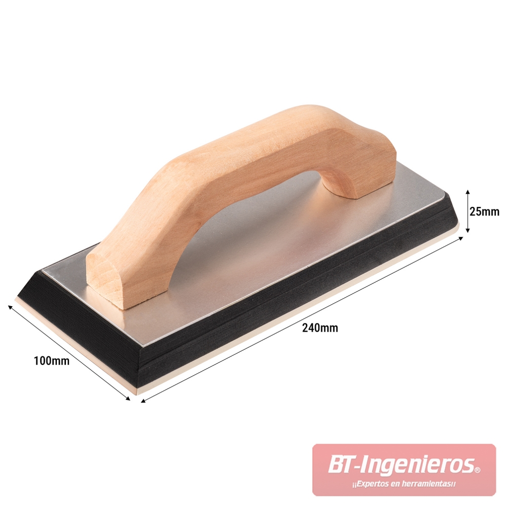 Llana para rejuntado con base de 24 x 10 cm y mango de madera