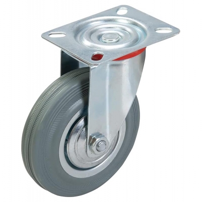 Rueda giratoria de goma 12,5 cm con placa 100 kg