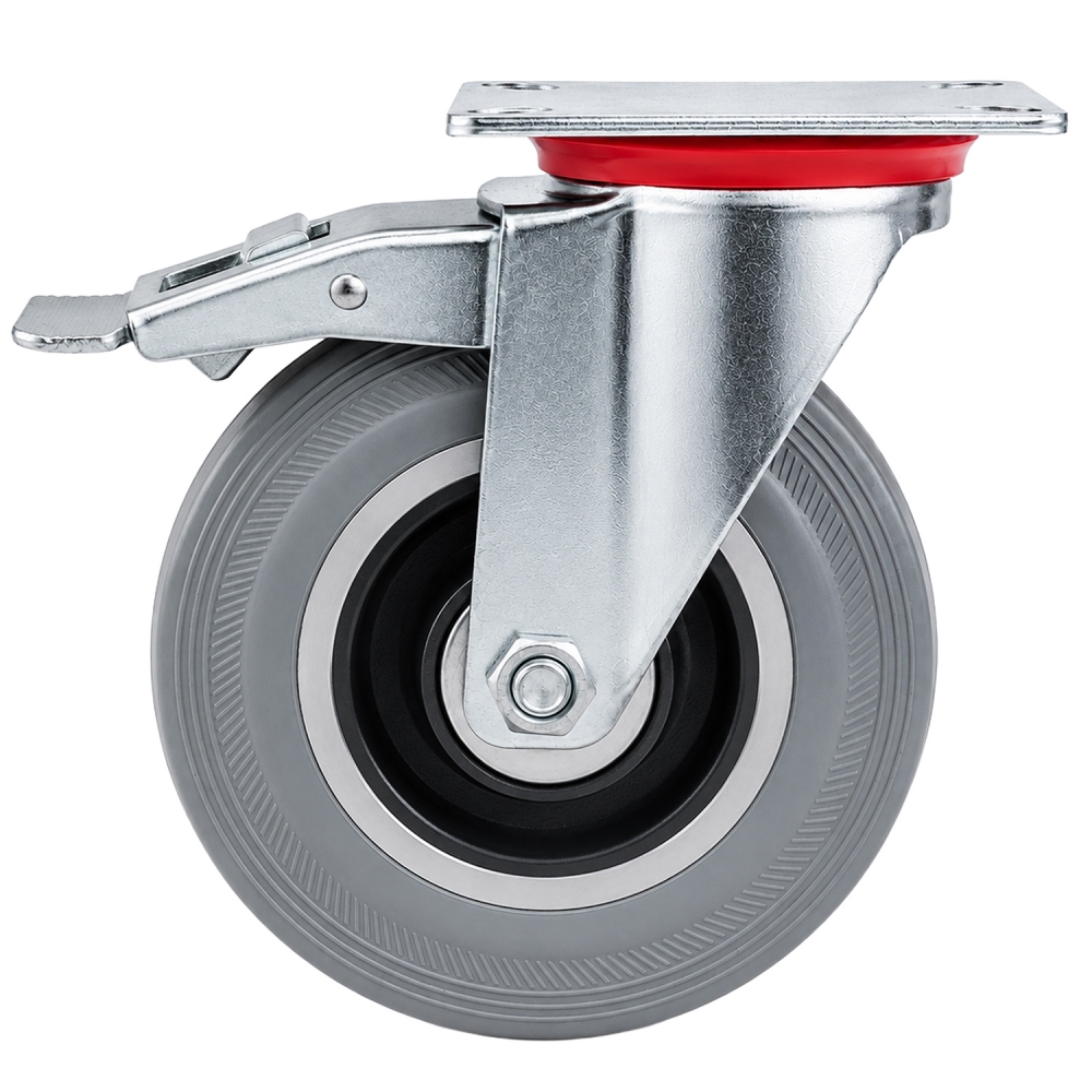 Rueda giratoria con freno 12,5 cm de goma 100 kg