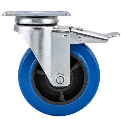 Rueda giratoria con freno 140 kg de goma azul 10 cm