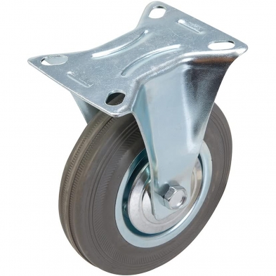 Rueda fija de goma 12,5 cm no marcante 100 kg con placa
