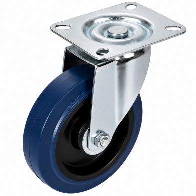 Rueda giratoria de goma azul 10 cm no marcante 140 kg