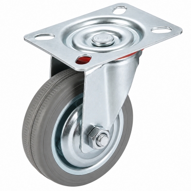 Rueda giratoria de goma 7,5 cm 50 kg con placa