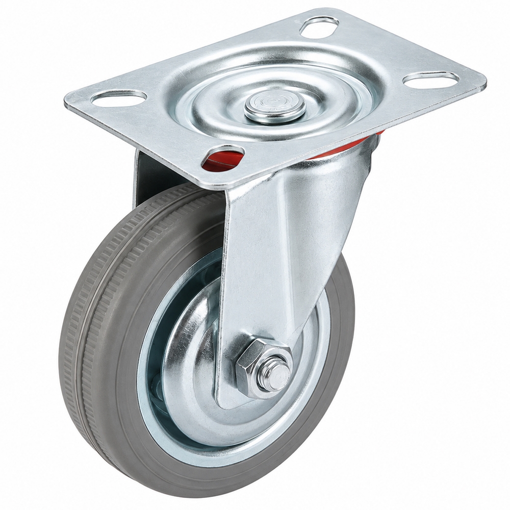 Rueda giratoria de goma 7,5 cm 50 kg con placa