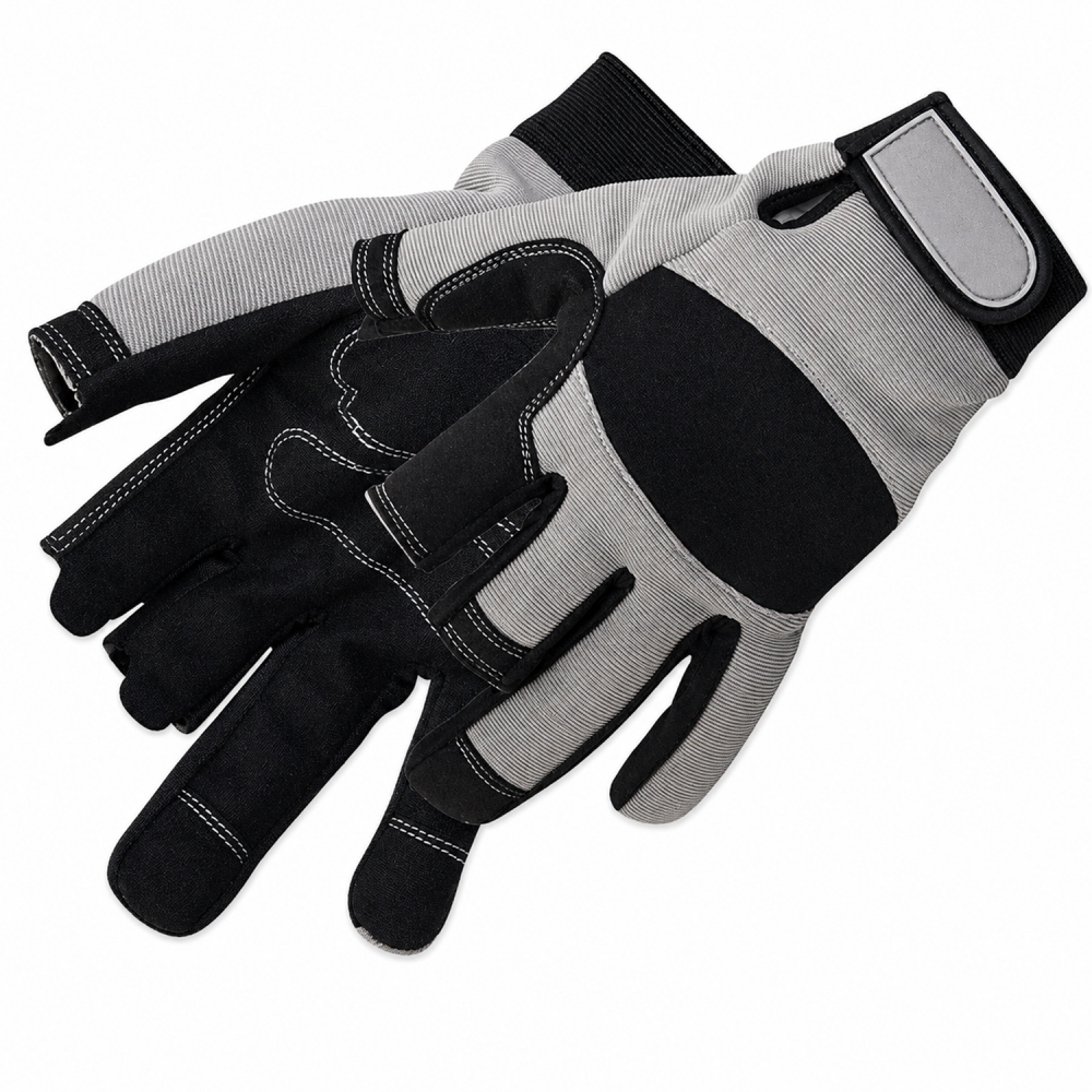 Guantes de taller talla L parcialmente sin dedos con cierre ajustable