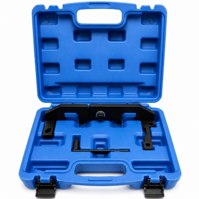 Kit de calado Citroën Peugeot 1.0 y 1.2 VTi con herramienta de bloqueo en maletín azul.