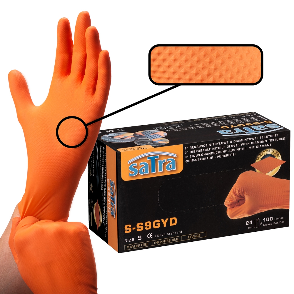 Guantes de nitrilo textura diamante S 8 mil caja 100 unidades
