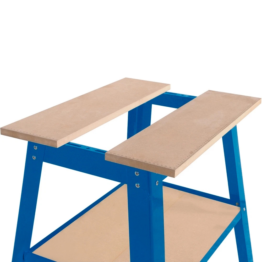 Soporte ajustable para máquinas de taller con plataforma de dos piezas