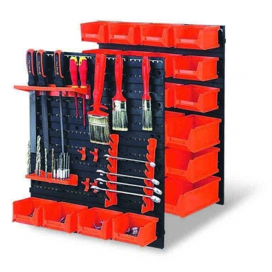 Organizador mural de herramientas Tactix 43 piezas con gavetas