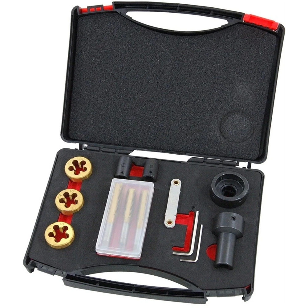 Kit reparador de roscas de rueda M12 M14 con machos y terrajas