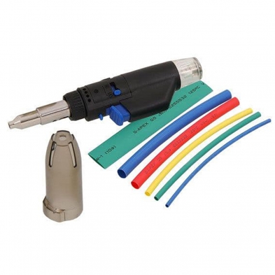 Soplete de gas con tubos termorretráctiles surtidos para cables