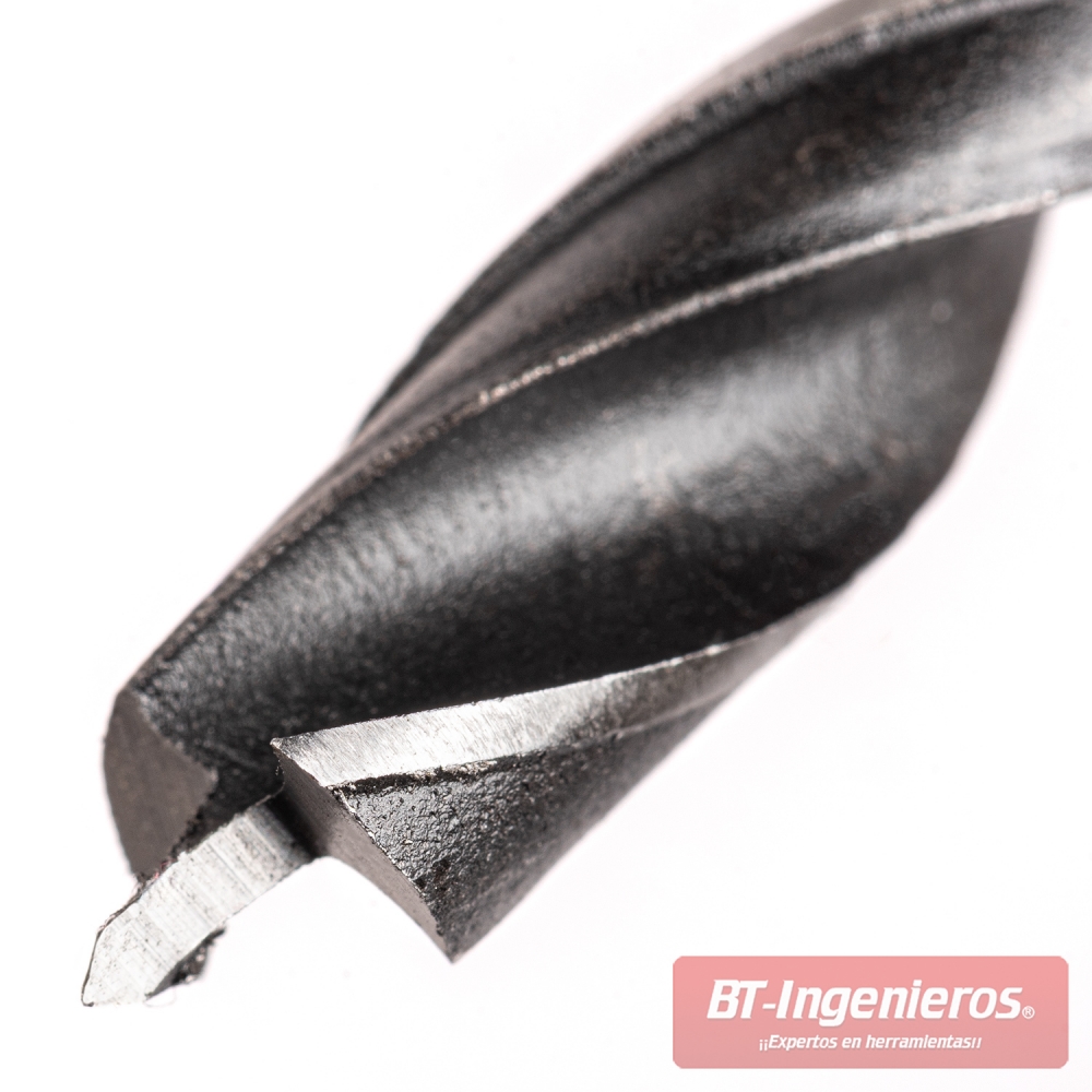 Detalle punta centradora de broca helicoidal para madera