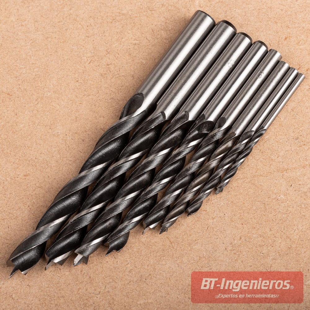 Juego 8 brocas para madera de 0,3 a 1 cm