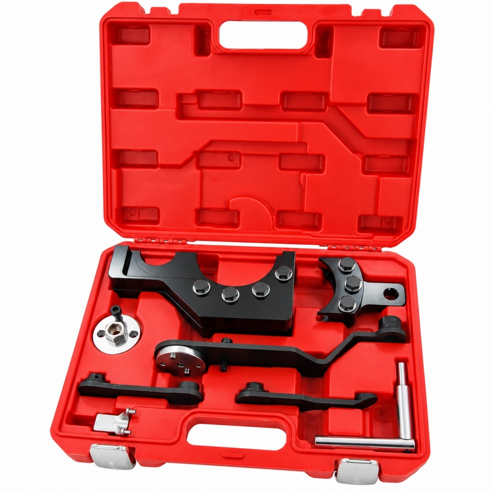 Útiles de calado VAG TDI PD para VW T5 Touareg y Phaeton organizados en maletín.