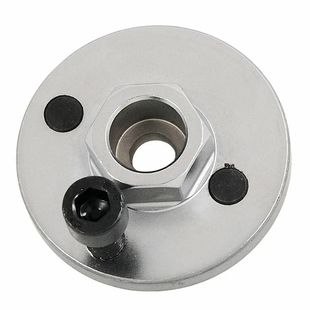 Útil de giro de cigüeñal VW T10225 con cuerpo circular, hexágono central y tornillo de fijación