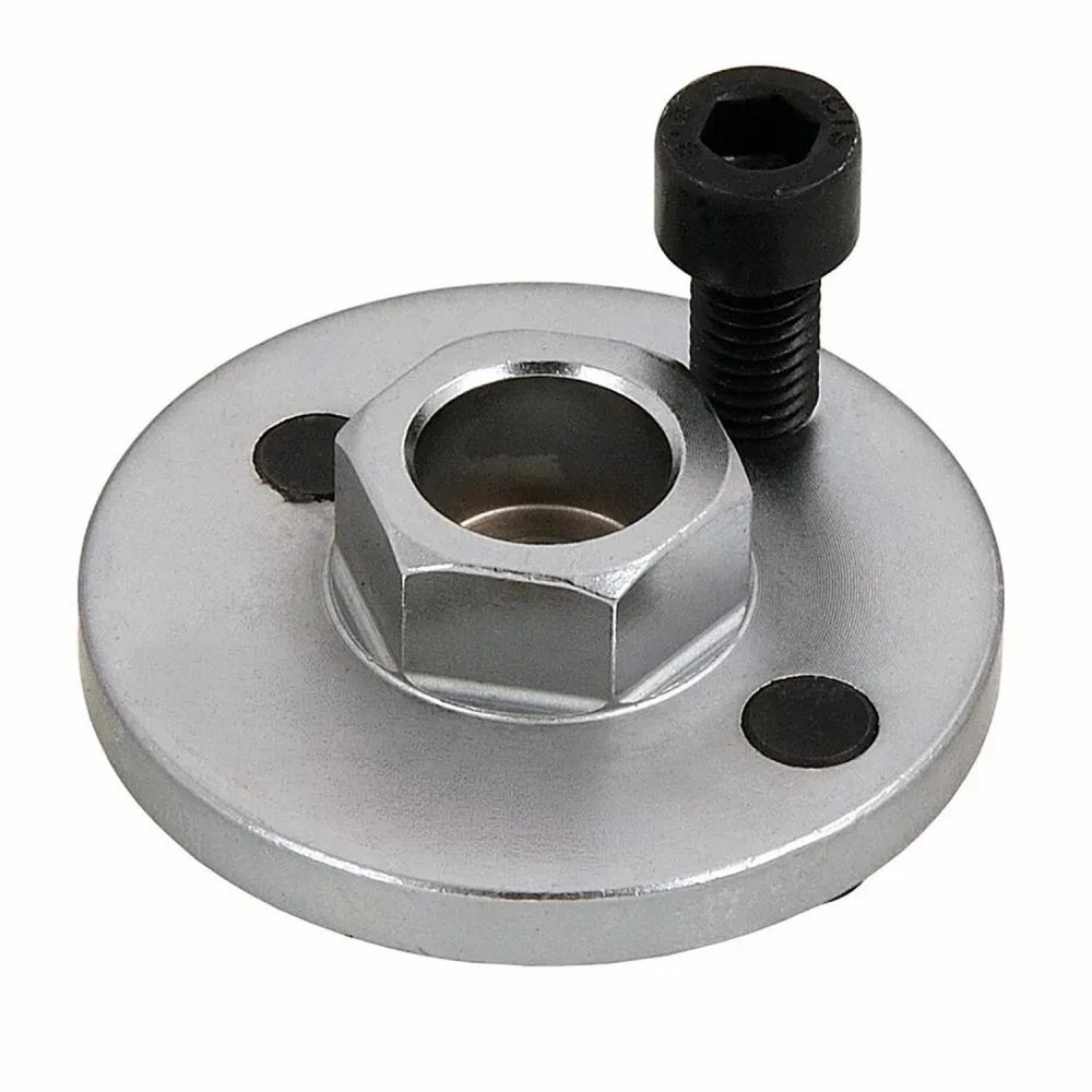 Vista en perspectiva del útil T10225 con disco metálico, accionamiento hexagonal central y tornillo negro