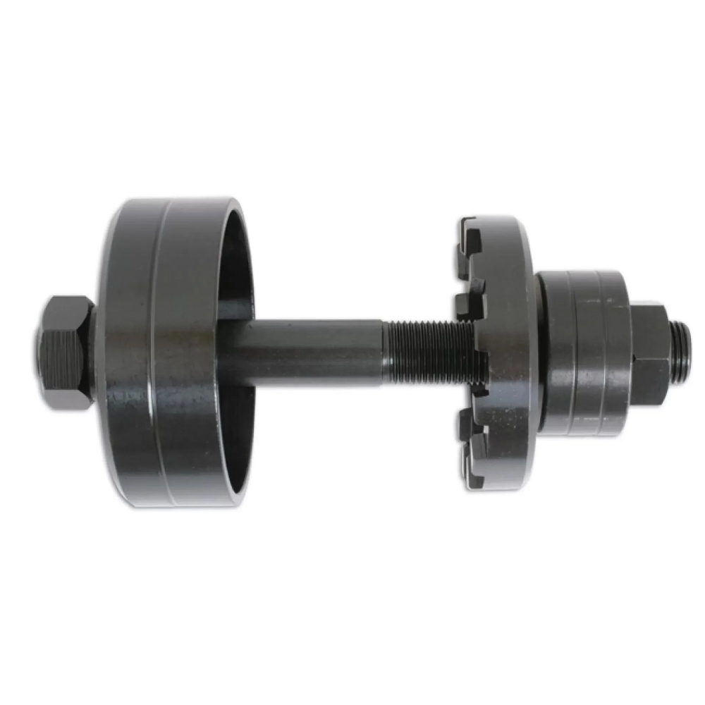 Extractor de silentblocks configurado con vaso receptor grande y adaptador perfilado sobre el husillo