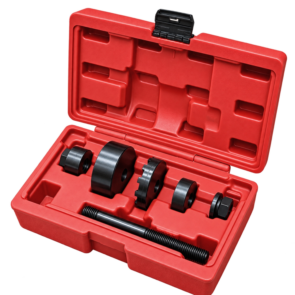 Kit de 6 piezas para silentblocks Ford Mondeo presentado en maletín rojo con alojamientos individuales