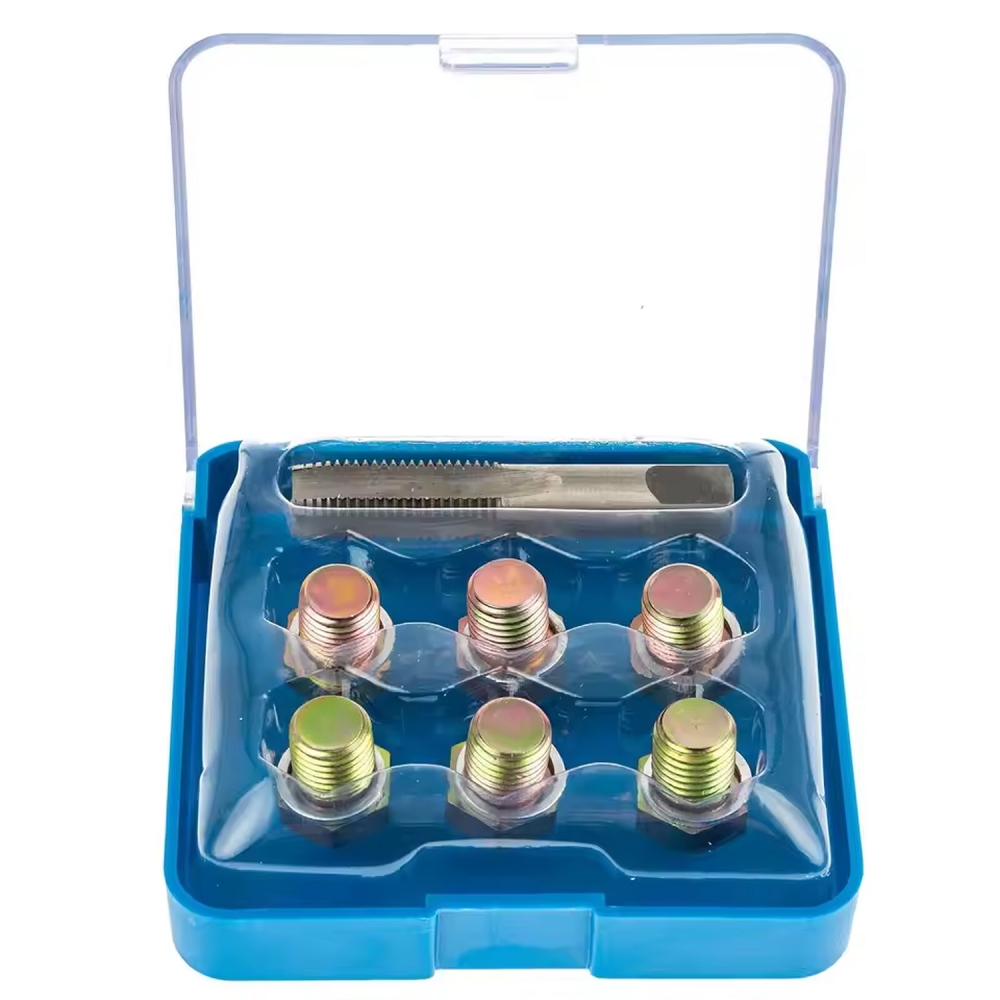 Kit reparador de roscas de cárter M20 x 1,5 con macho y 6 tapones en caja azul