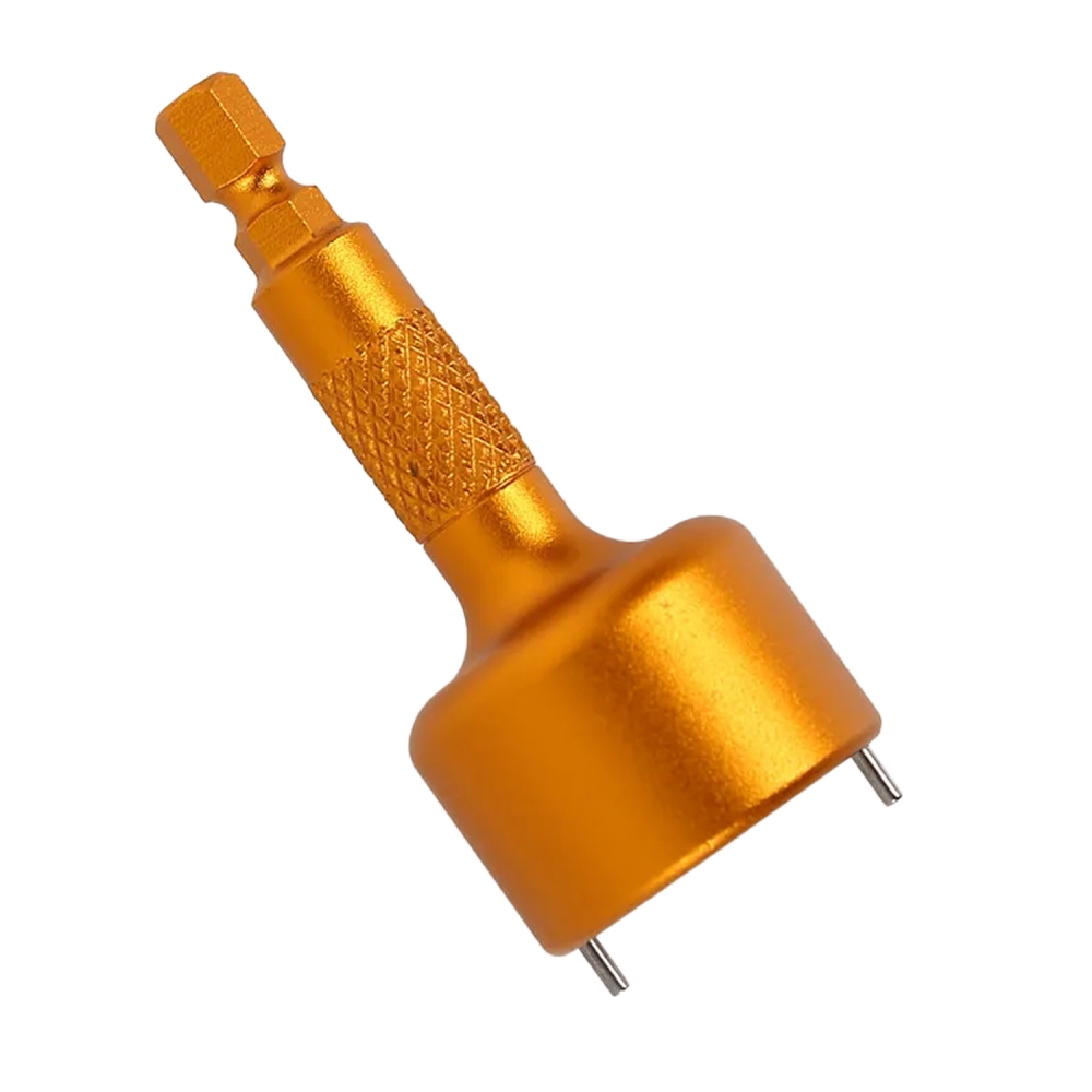 Herramienta para arandelas de fijación de escudo térmico con cuerpo metálico naranja