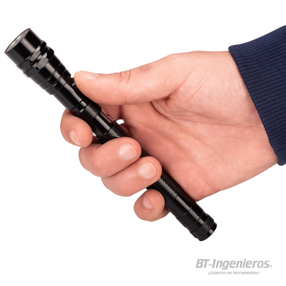 Linterna telescópica flexible de inspección con clip e interruptor integrado