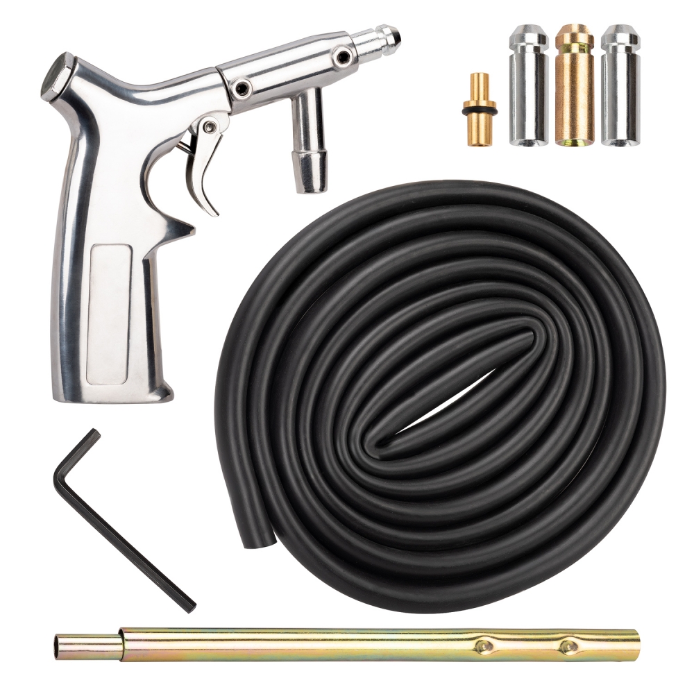 Kit de pistola chorro de arena neumática con manguera de 300 cm, tubo de aspiración y 3 boquillas
