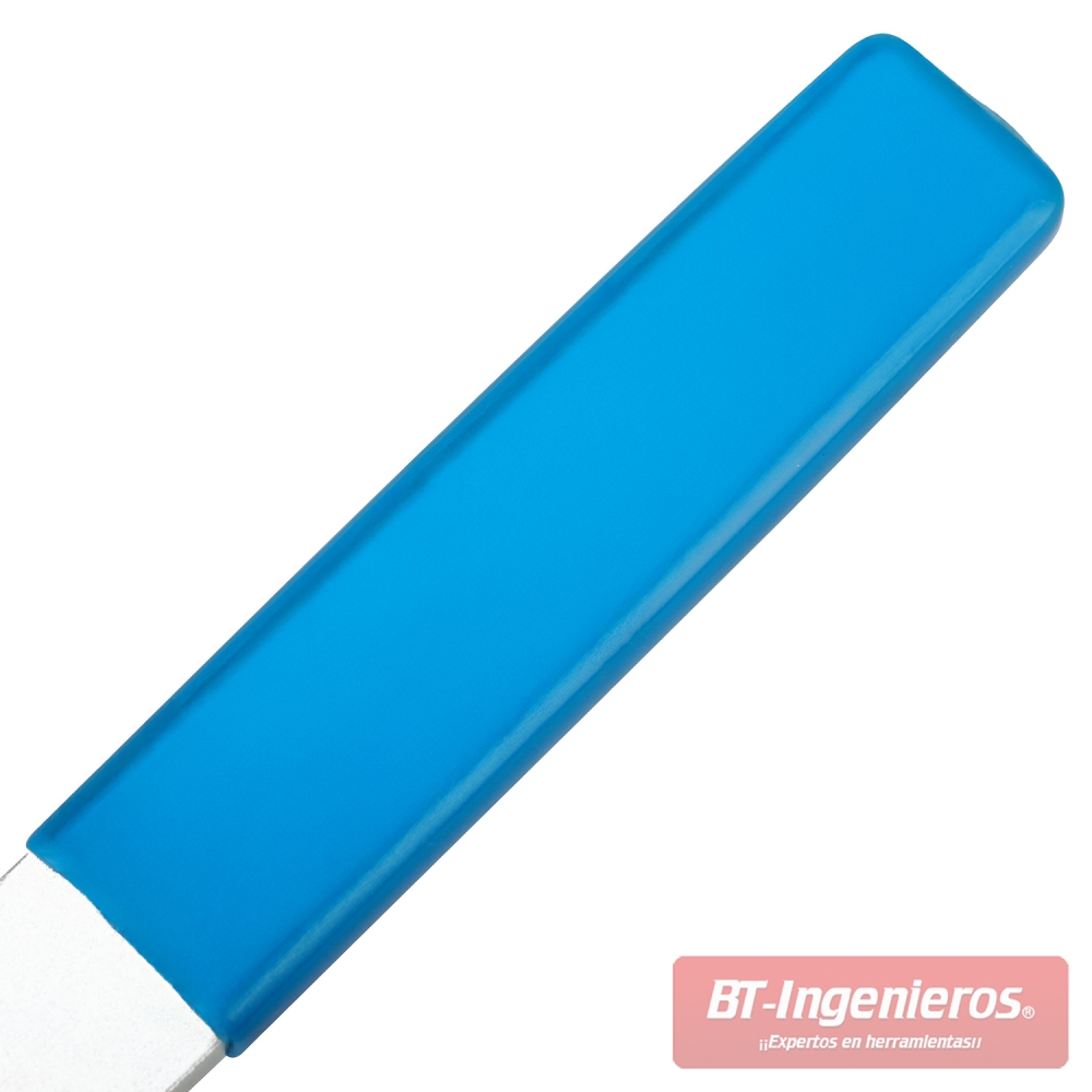 Detalle del mango revestido en PVC azul de la llave especial Opel GM