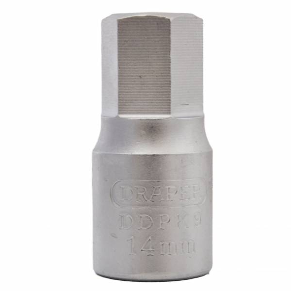 Llave vaso para carter 3/8" hexagonal 14 mm.