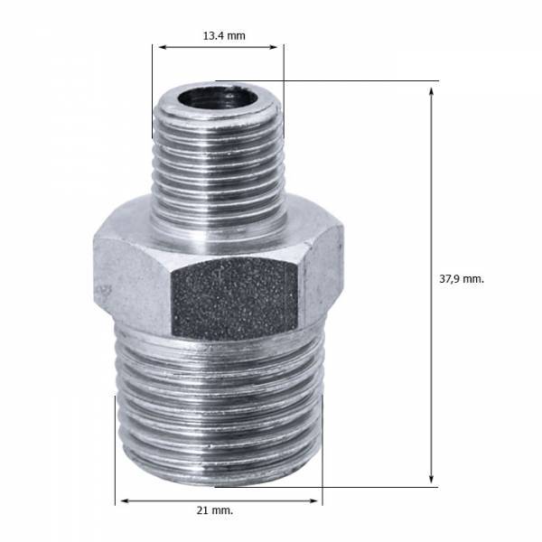 Reducción 1/2" macho a 1/4" macho BSP