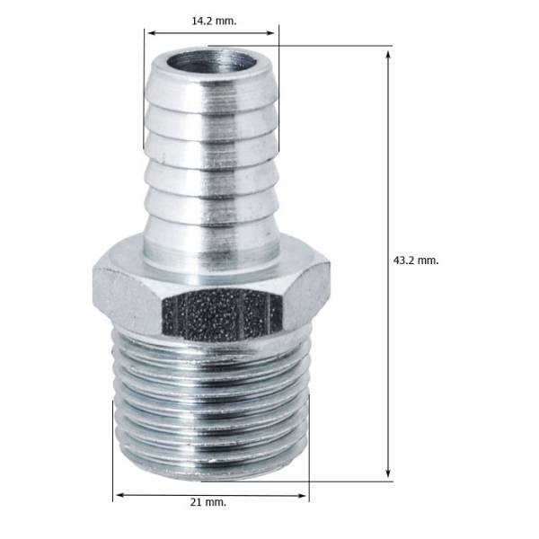 Kit 3 conectores neumáticos 1/2" macho para mangueras de 12,7 mm. interior