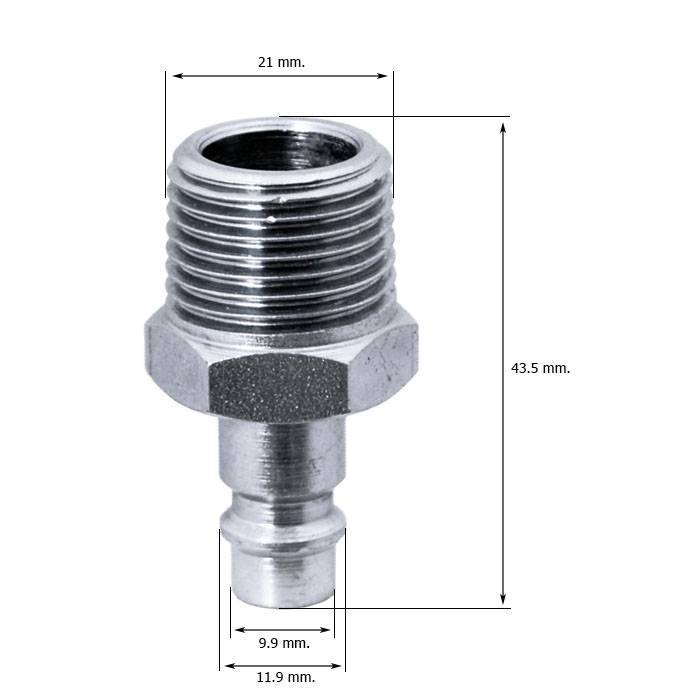 Conector rápido neumático de acero inoxidable PX 304 rosca macho 1