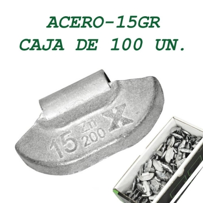 Contrapesa tipo clip para llanta de acero. 15 gramos