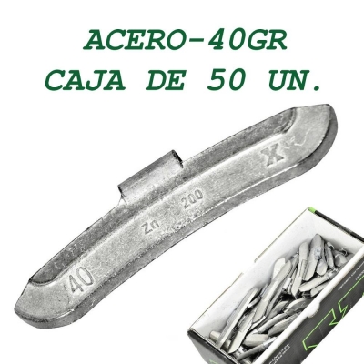 Contrapesa tipo clip para llanta de acero. 40 gramos