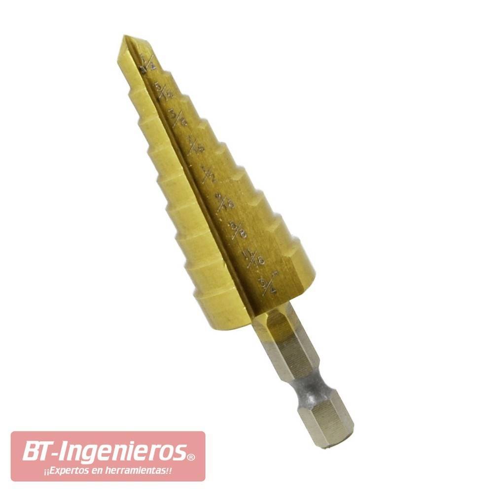 Broca con 13 escalones de 1/2" a 1/8"