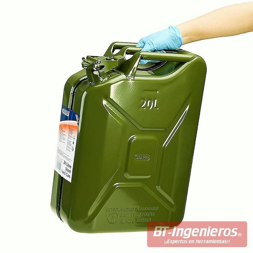 Bidon de gasolina de acero Jerrycan. Capacidad 20L