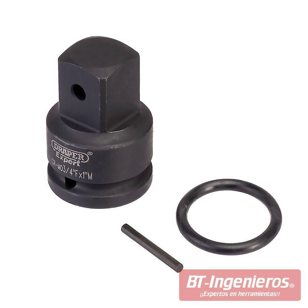 Adaptador de impacto de 3/4" a 1". Incluye anillo y pasador