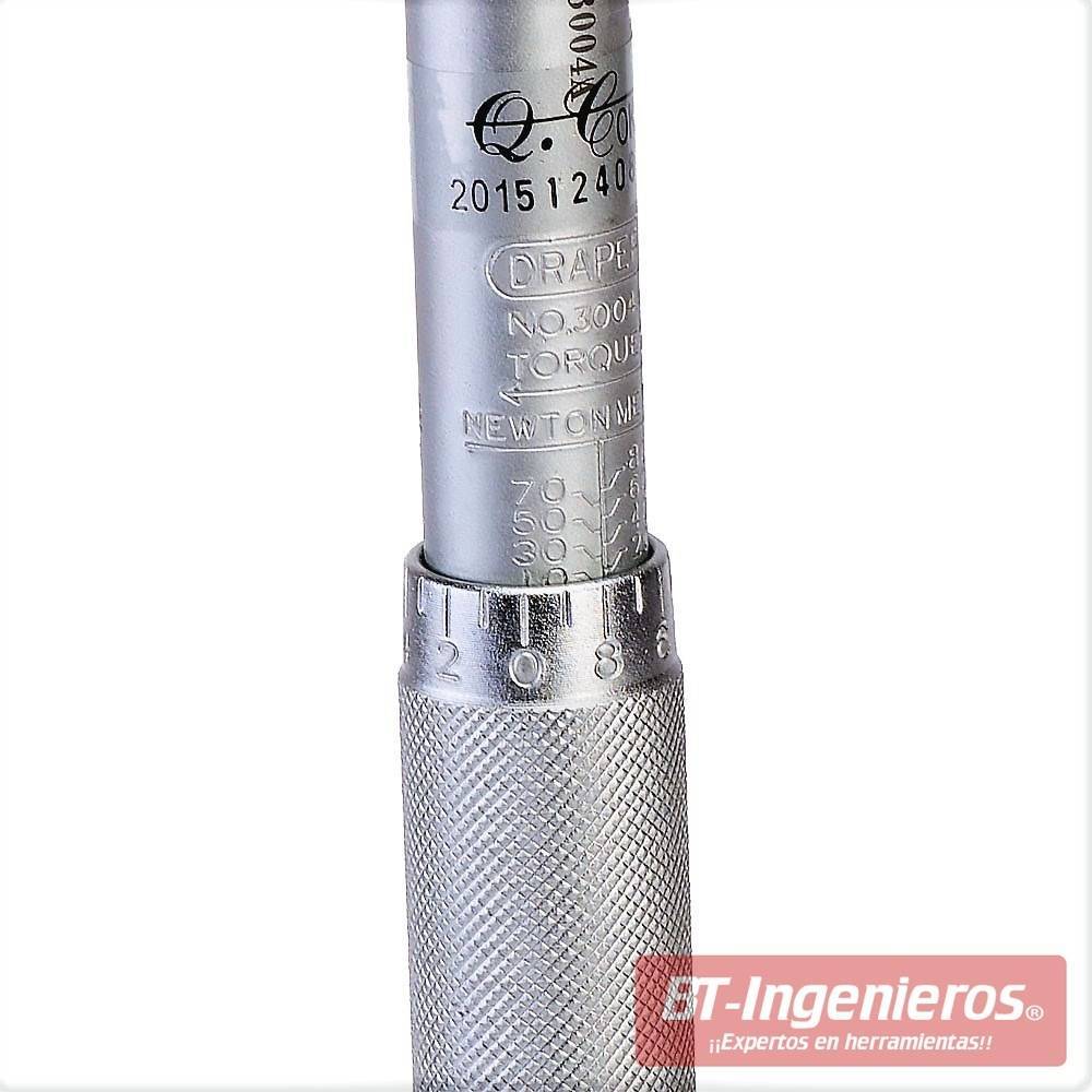 Llave dinamometrica 10-80 Nm. Draper. Escalas y ajustes grabados