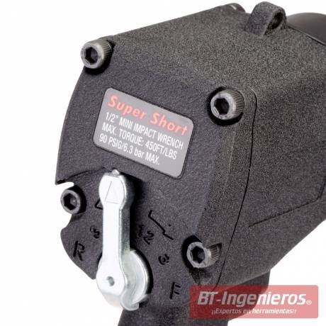 Pistola de impacto con vasos. Super compacta. 610 Nm. 1/2"