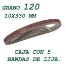 5 bandas de lija de 10x330 mm. Grano 120