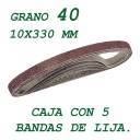 5 bandas de lija de 10x330 mm. Grano 40