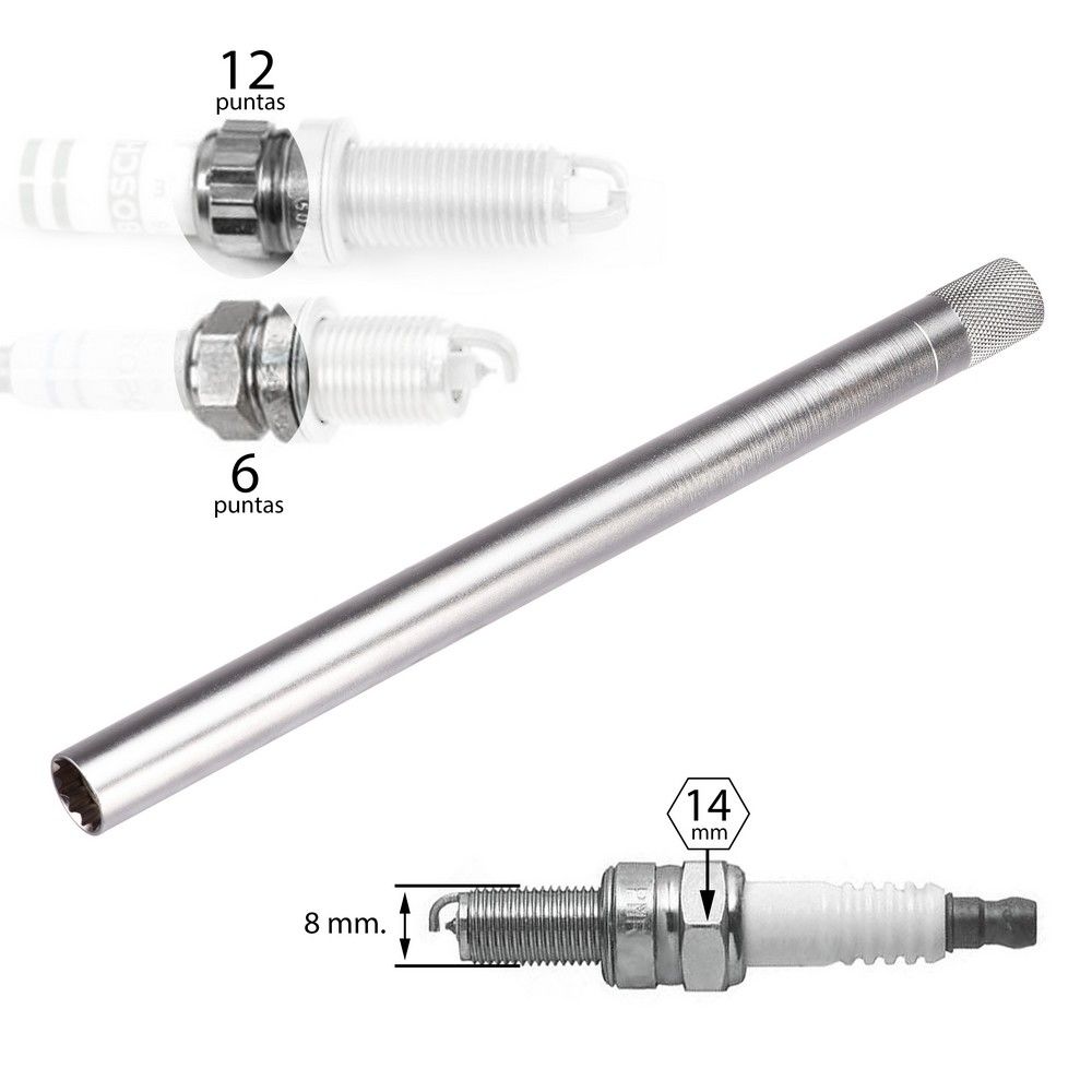 Llave para bujías de 14 mm. hexagonal y 12 puntas